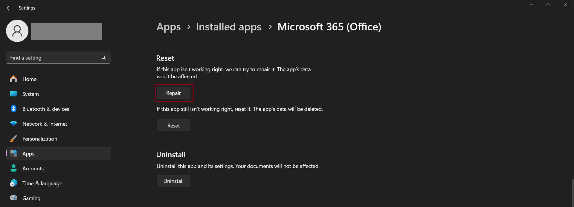 Word-Cannot-Complete-Save-Error-Windows-11-apps-installed-apps-office-repair