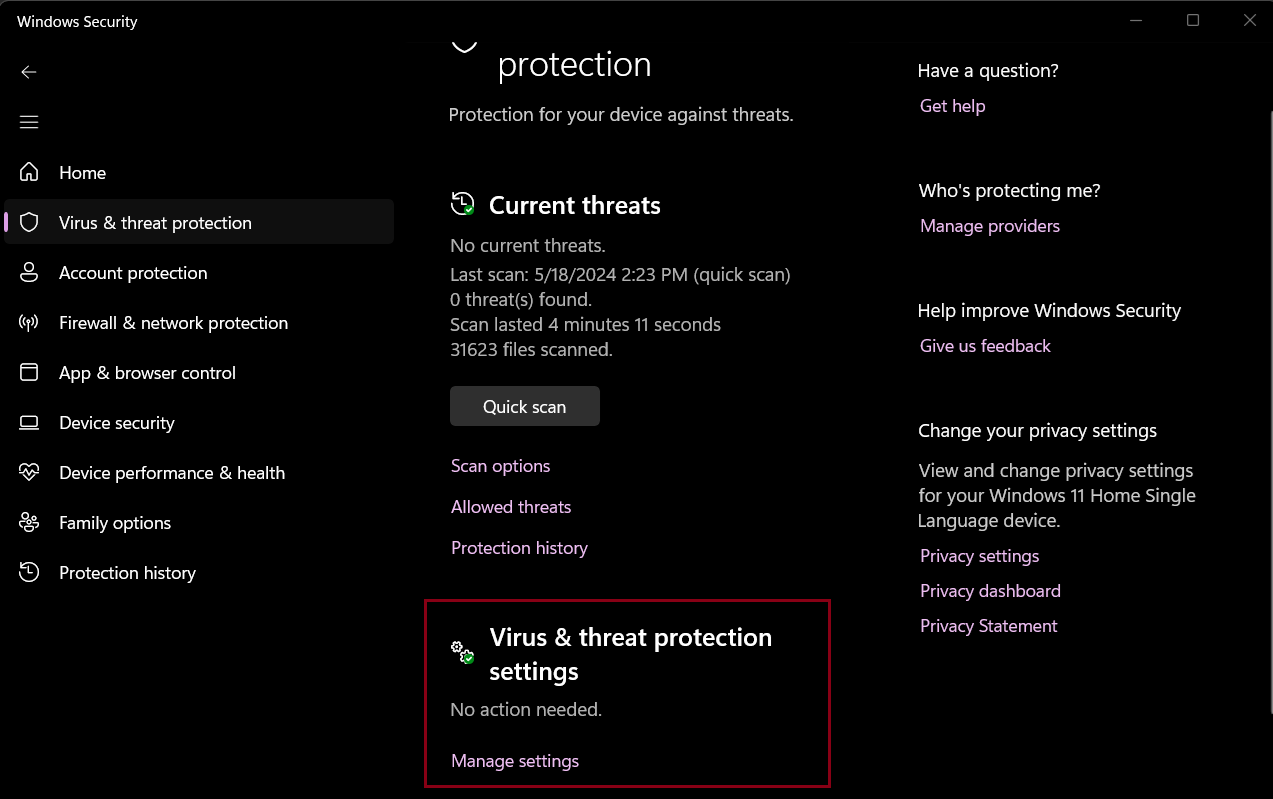 Word-Cannot-Complete-Save-Error-Windows-11-windows-security-threat-protection-manage-settings
